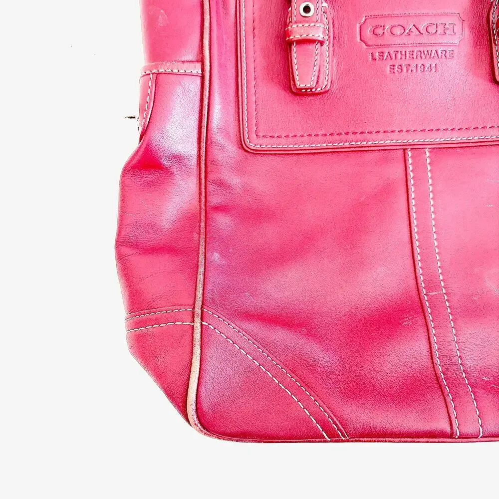 VINTAGE COACH LEGACY CLASSIC LEATHERWARE TOTE/SHOULDER BAG - RED